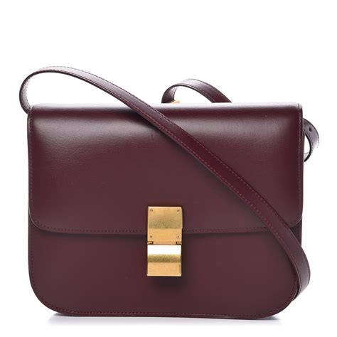 celine burgundy box|Medium Classic bag in box calfskin .